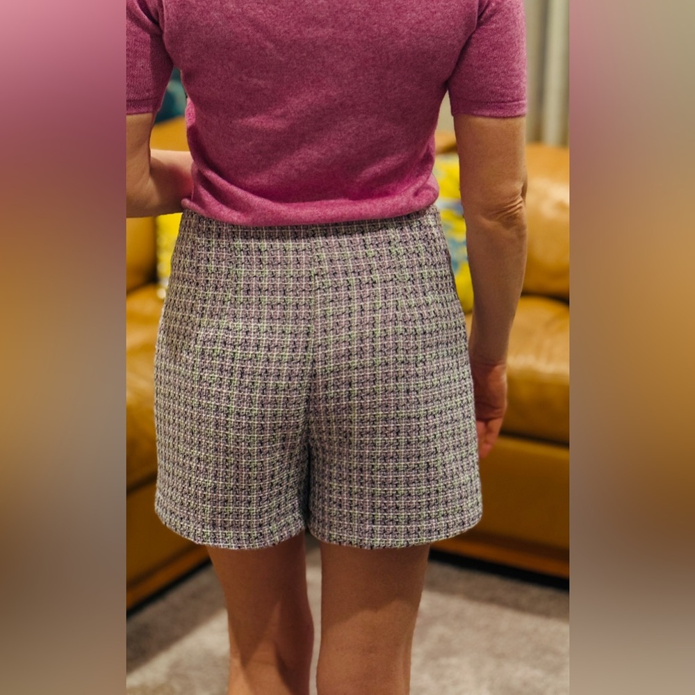 LOFT Purple Tweed High Waist Shorts Size 2 NEW NWT Preppy Old Money - Picture 5 of 7